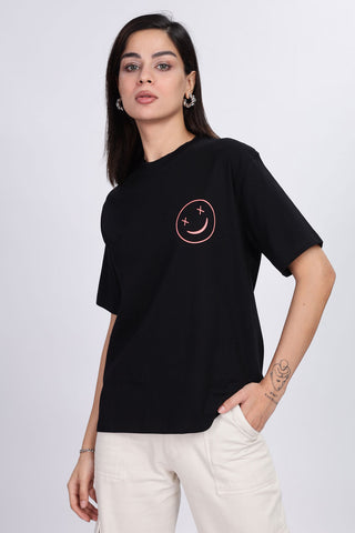 Cotton oversized Tshirt jet black - Stay weird