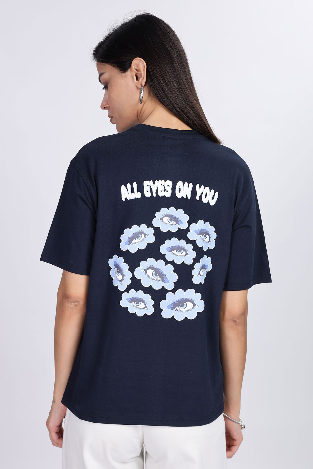 Cotton oversized Tshirt Midnight blue - All eyes on you