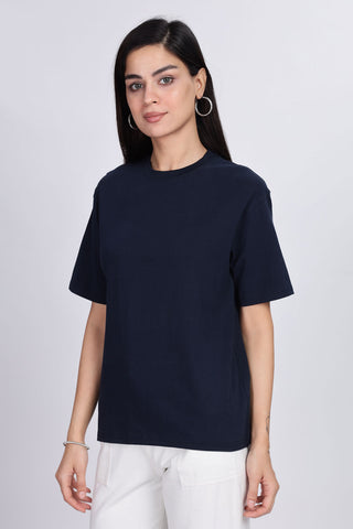 Cotton oversized Tshirt Midnight blue - All eyes on you