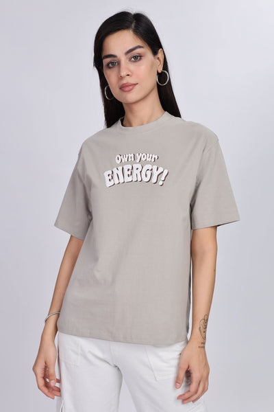 Cotton oversized Tshirt Light Grey - Own your energy