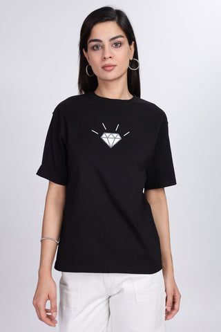 Cotton oversized Tshirt jet black - Glow up