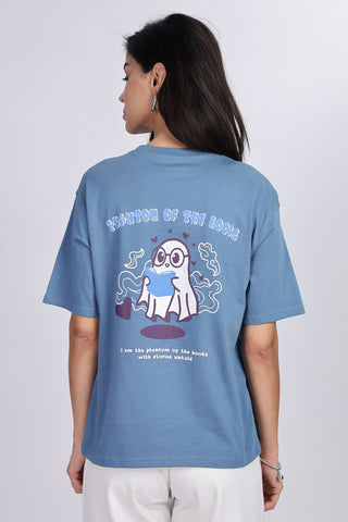 Cotton oversized Tshirt Deep Cobalt blue - Phantom of the books