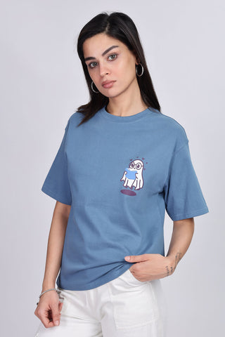 Cotton oversized Tshirt Deep Cobalt blue - Phantom of the books