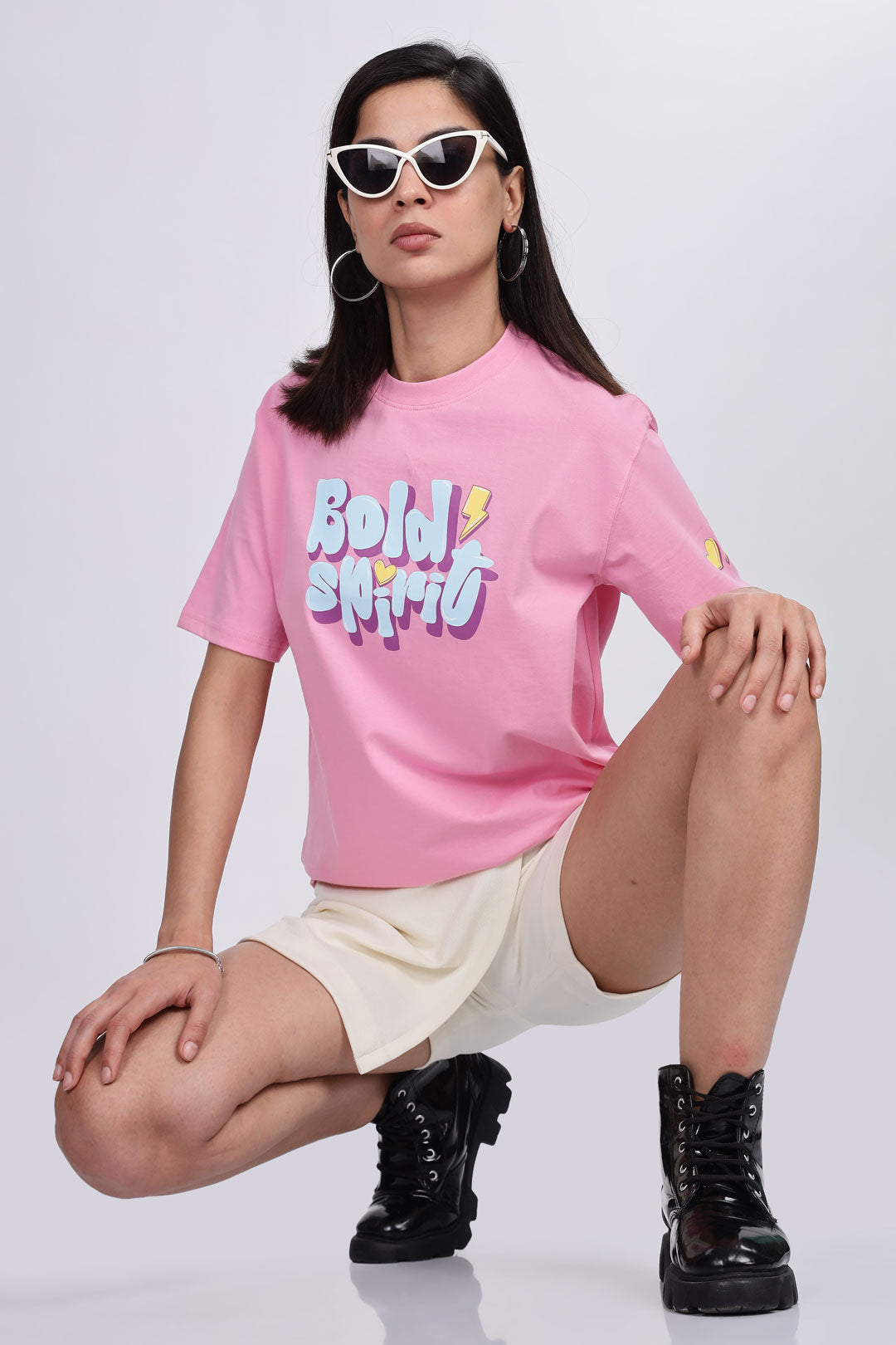 Cotton oversized Tshirt Baby pink- Bold Spirit
