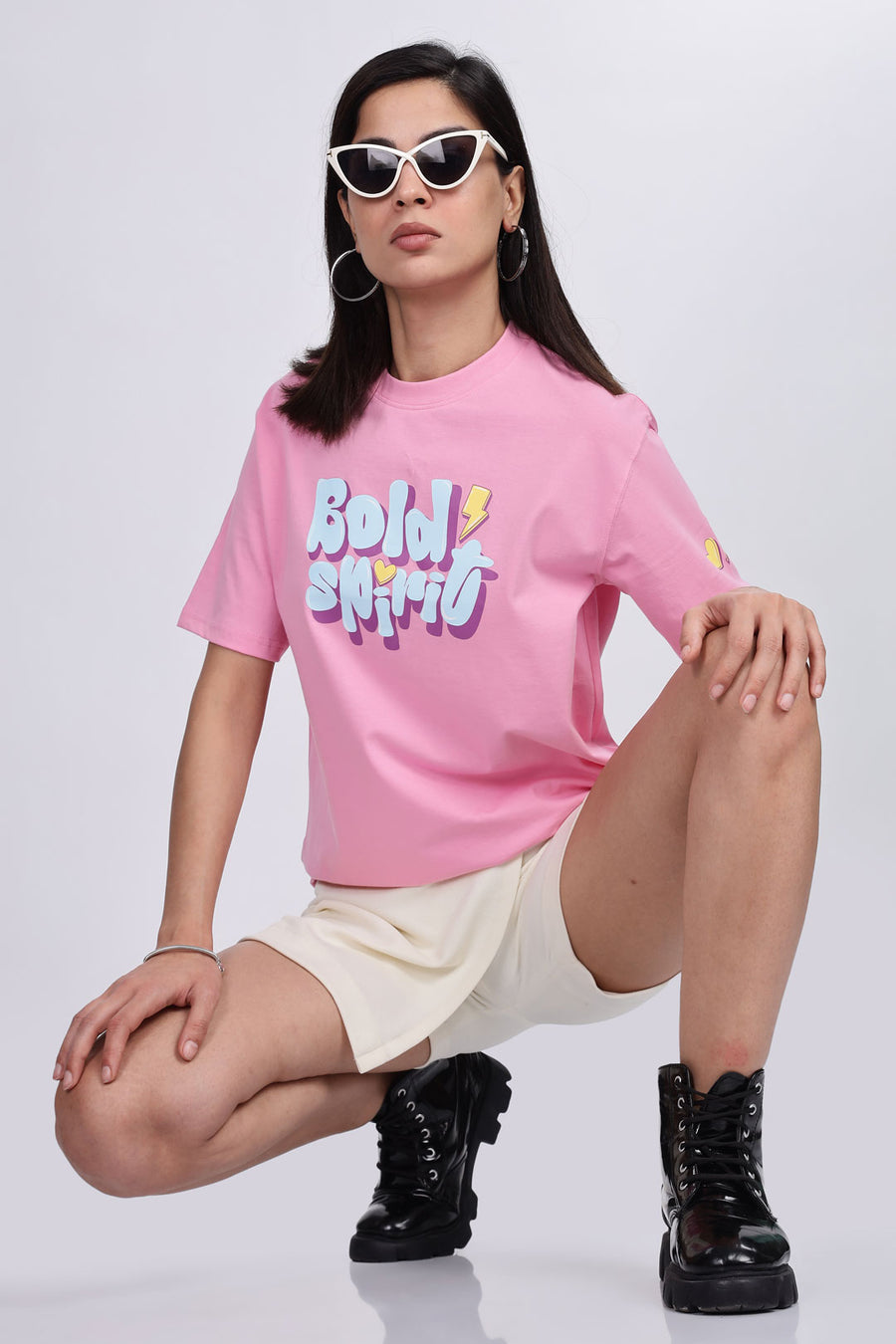 Cotton oversized Tshirt Baby pink- Bold Spirit
