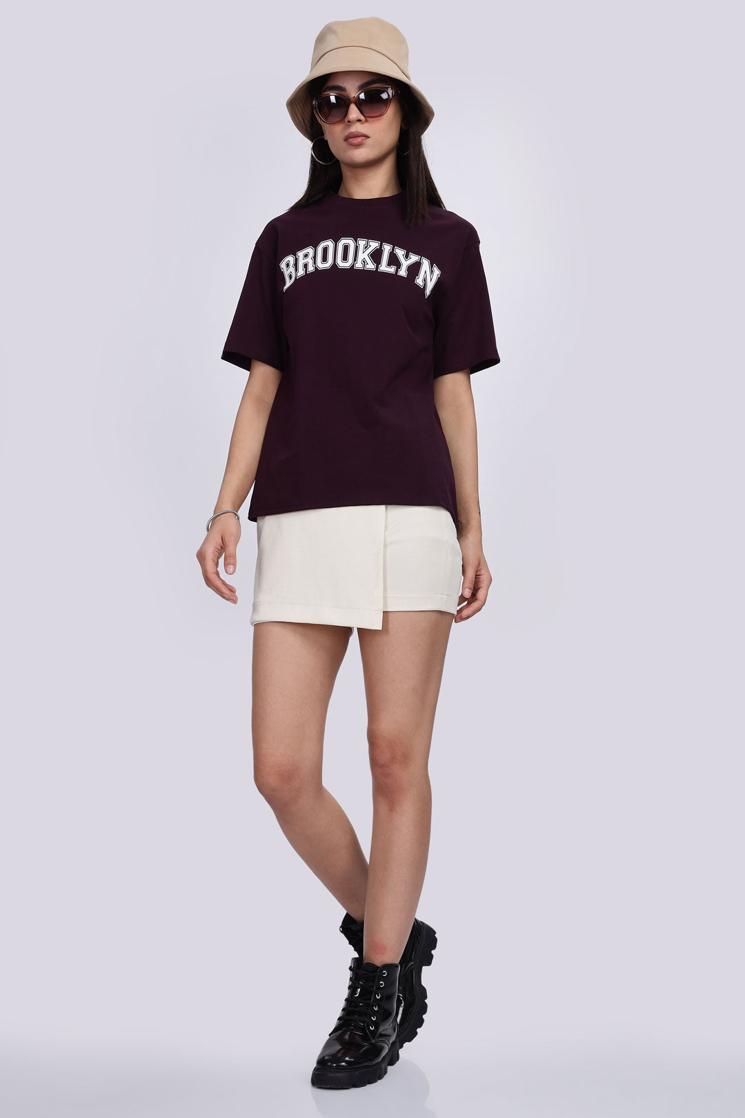 Cotton oversized Tshirt Deep purple - Brooklyn