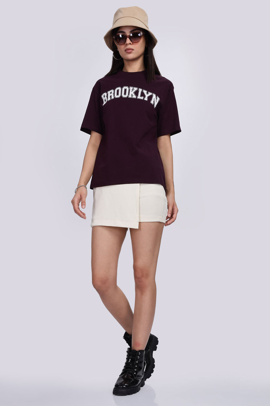 Cotton oversized Tshirt Deep purple - Brooklyn