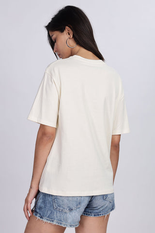 Cotton oversized Tshirt Half White - Believe in magic