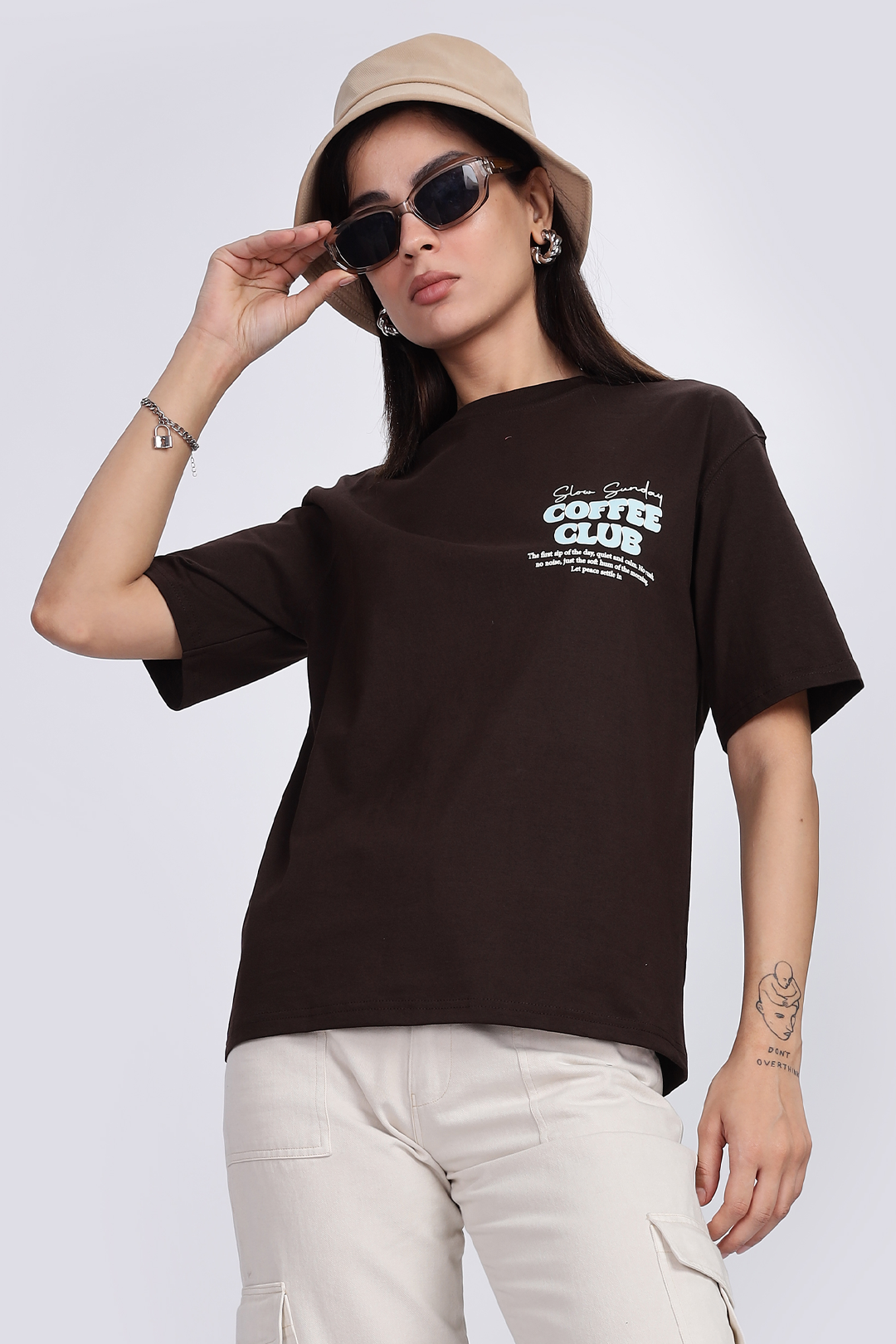 Cotton oversized Tshirt Deep Brown - Coffee club