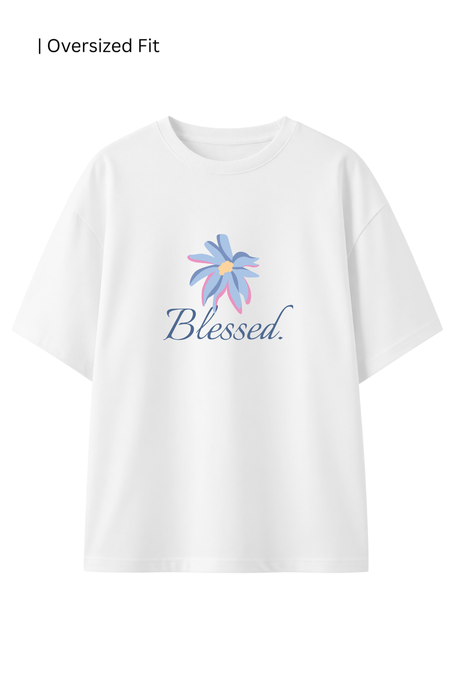Cotton Oversized Tshirt - White - BLESSED FLOWER