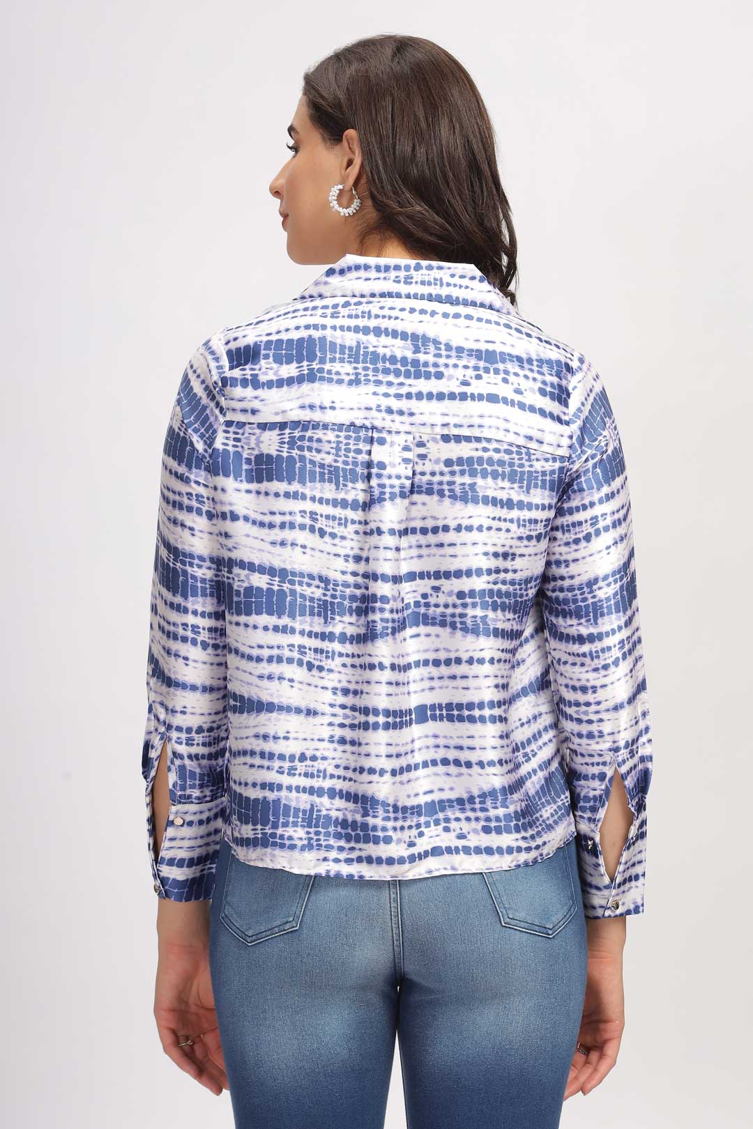 Abstract Print Shirt - White & Blue