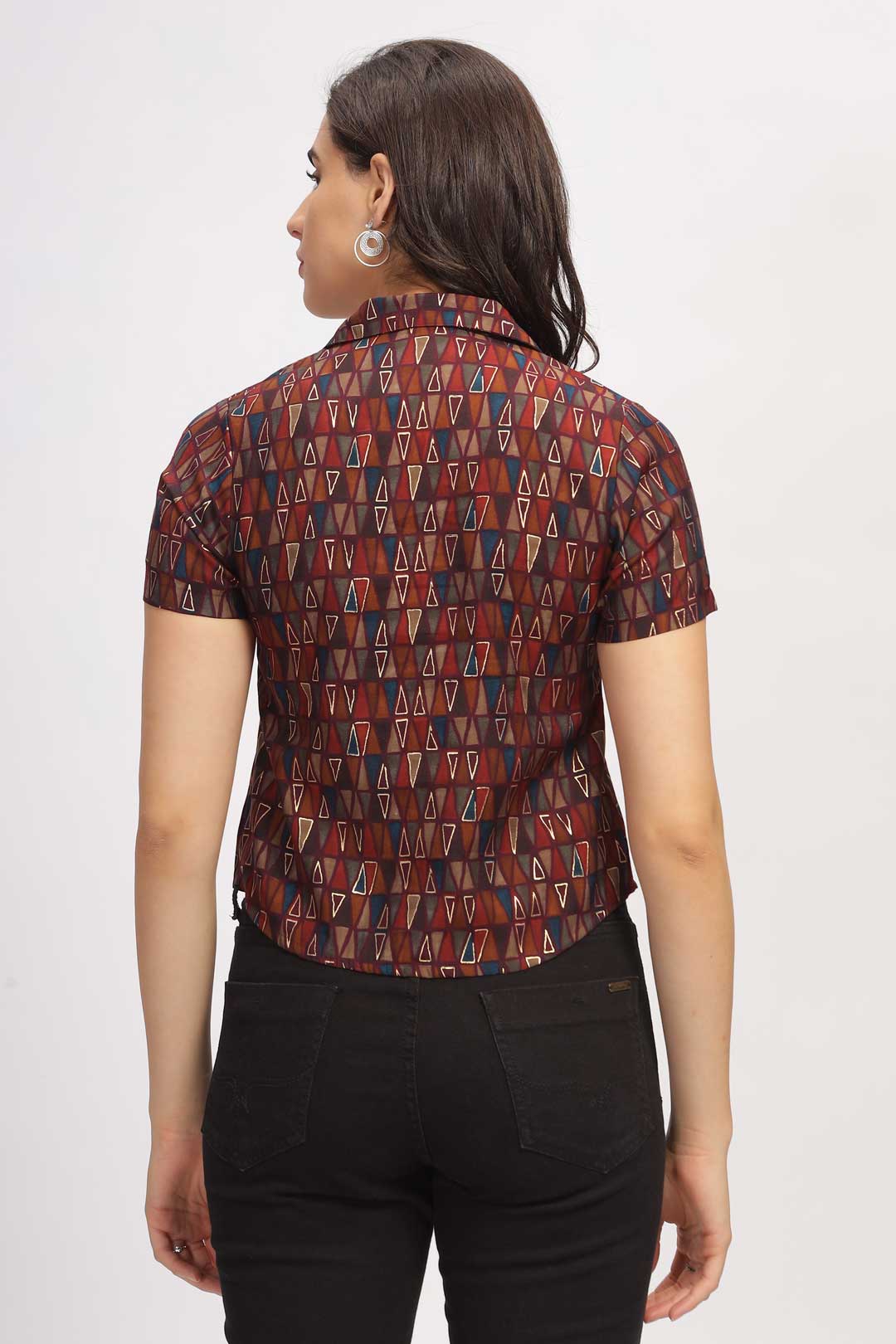 Geo Print Shirt - Maroon