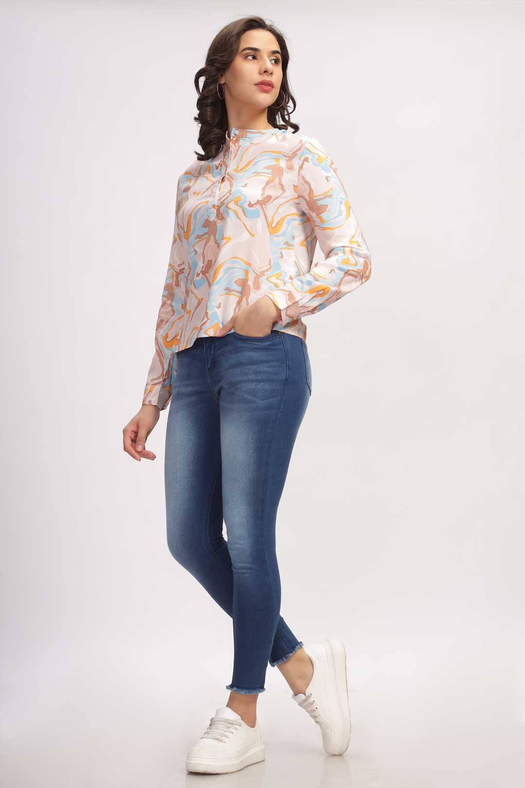Marble Printed shirt - Brown