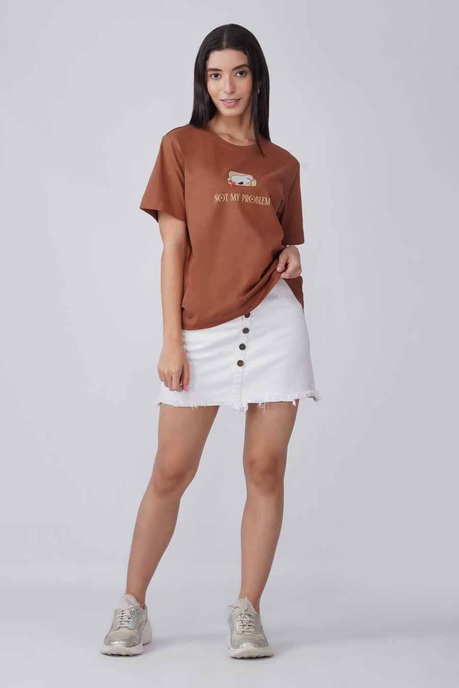 Cotton Relaxed fit Tshirt - Brown - Not my problem