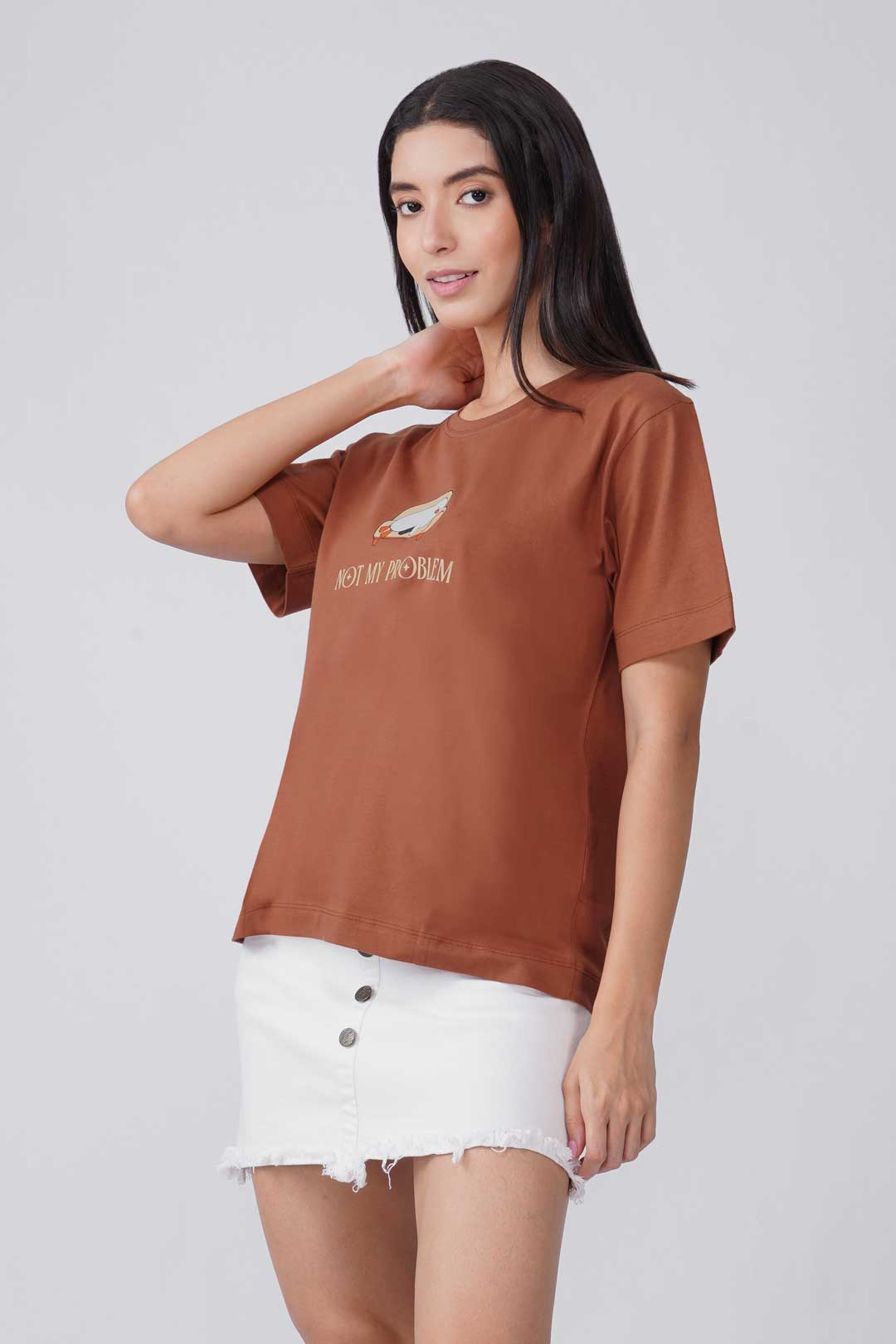 Cotton Relaxed fit Tshirt - Brown - Not my problem