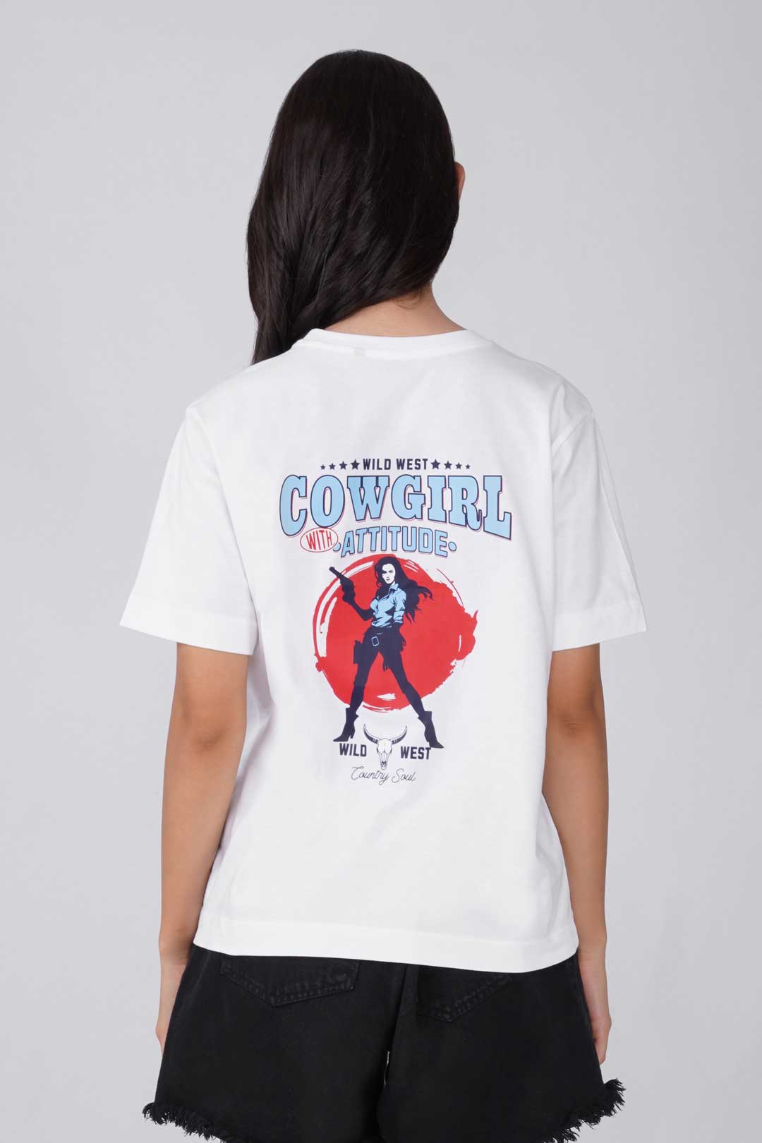 Cotton Relaxed fit Tshirt - White - Cowgirl with attitude