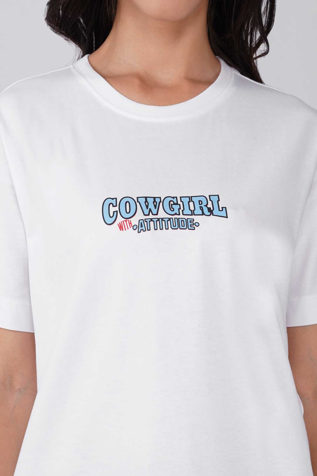 Cotton Relaxed fit Tshirt - White - Cowgirl with attitude