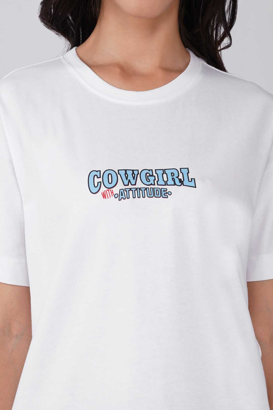 Cotton Relaxed fit Tshirt - White - Cowgirl with attitude