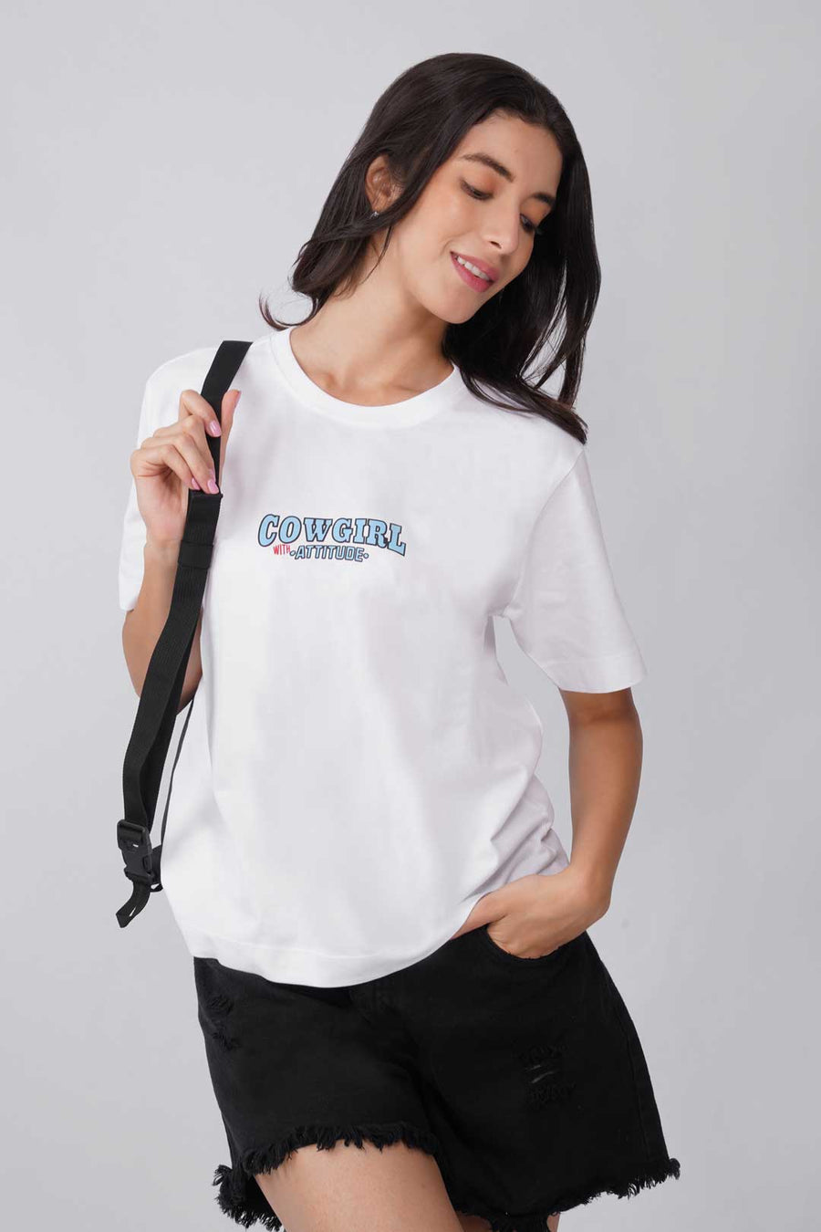 Cotton Relaxed fit Tshirt - White - Cowgirl with attitude