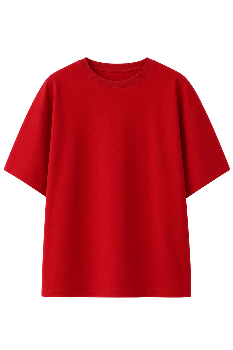Cotton Oversized Solid Tshirt - Red