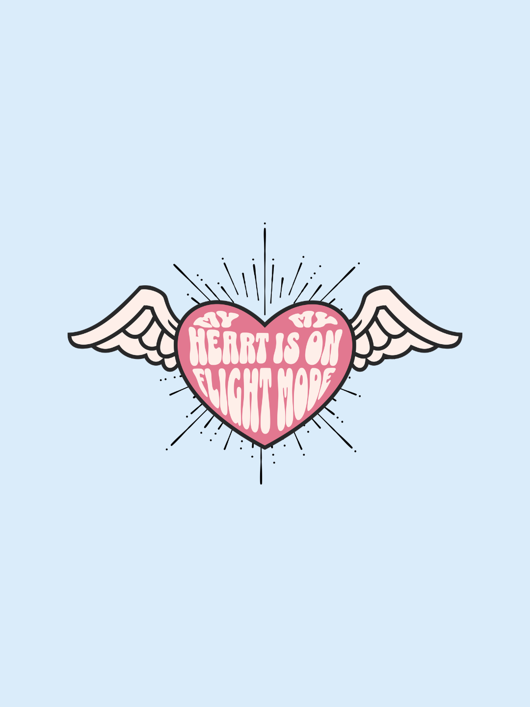 Cotton Relaxed fit Tshirt - Sky blue - My heart is on flight mode