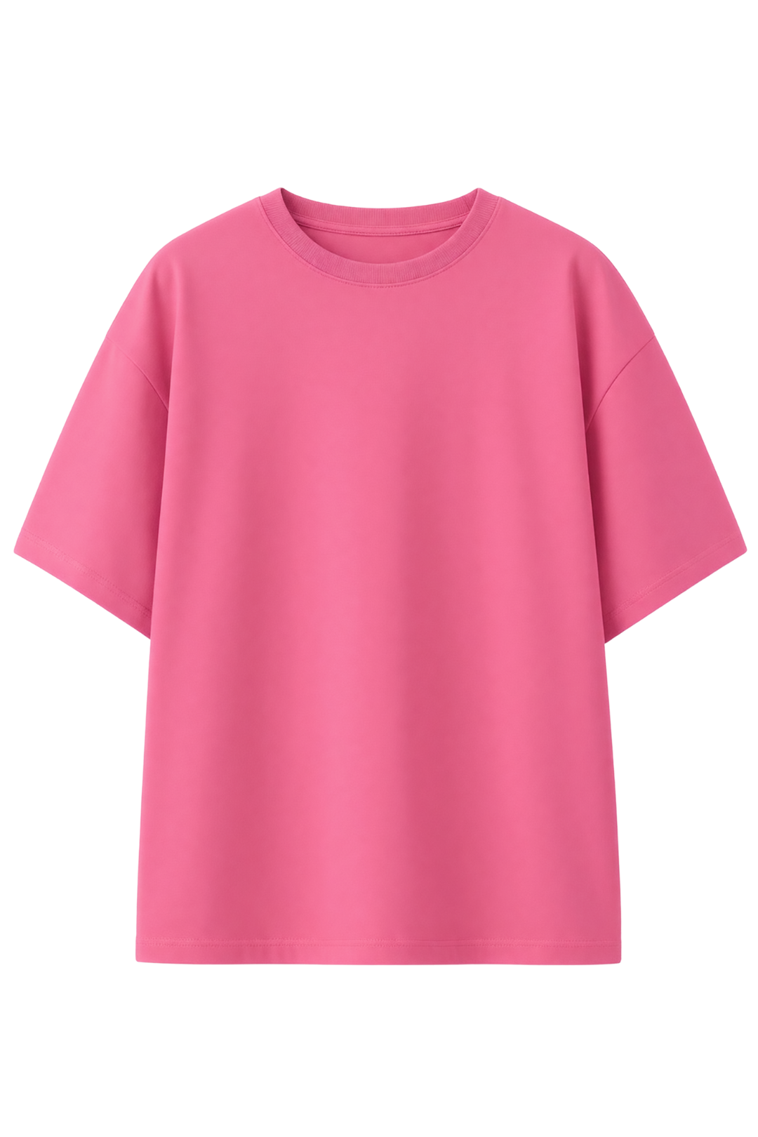 Cotton Oversized Solid Tshirt - Hot pink