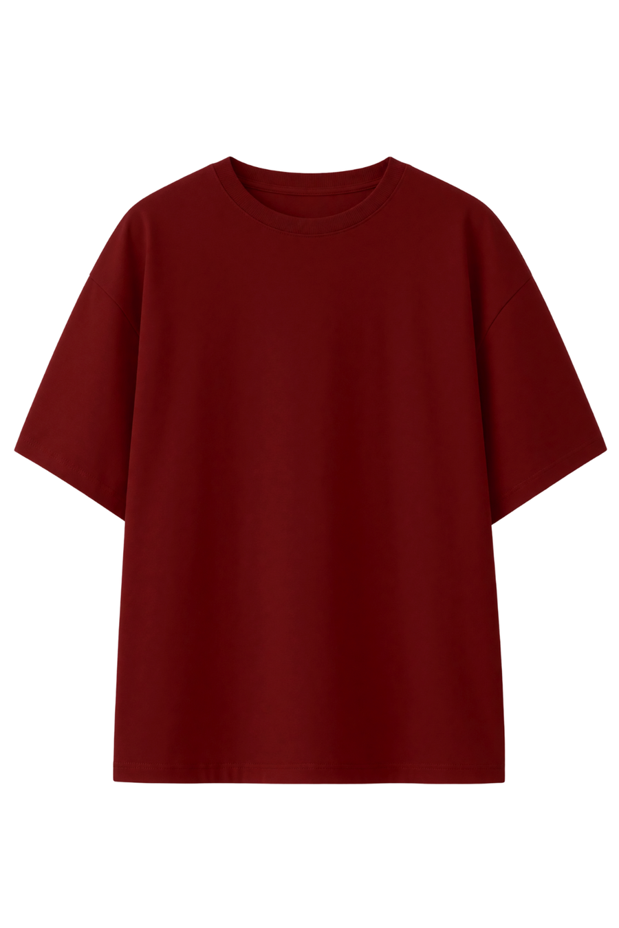 Cotton Oversized Solid Tshirt - Maroon