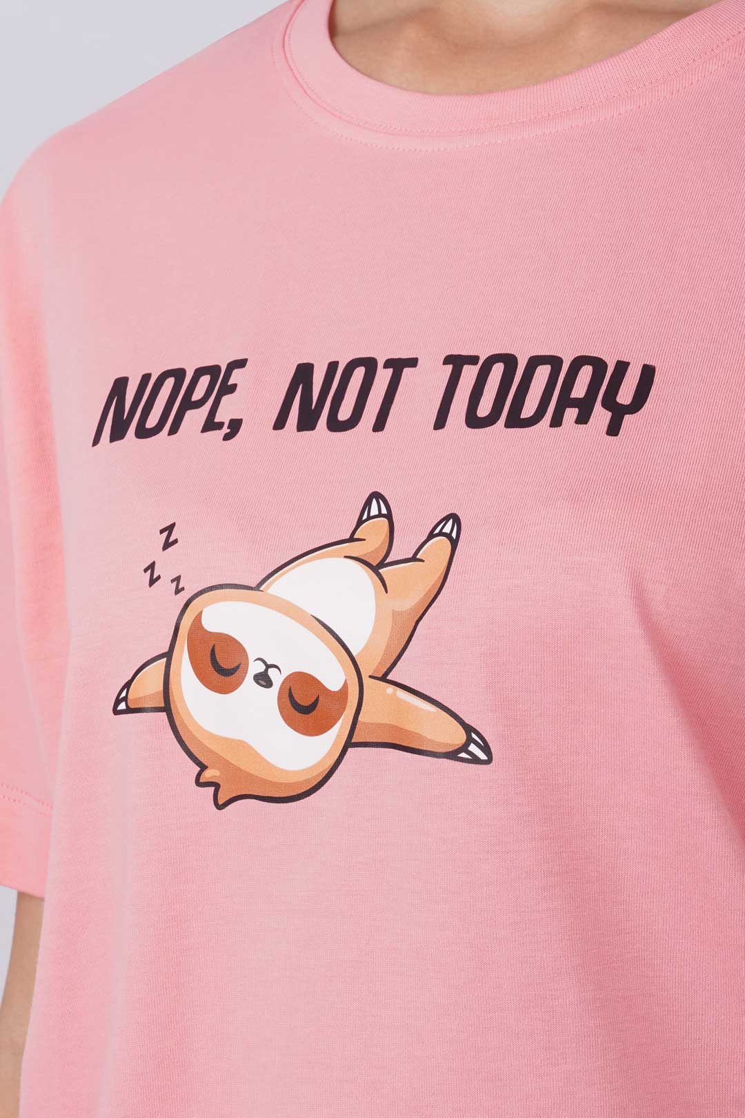 Cotton Relaxed fit Tshirt - Peach - Nope not today