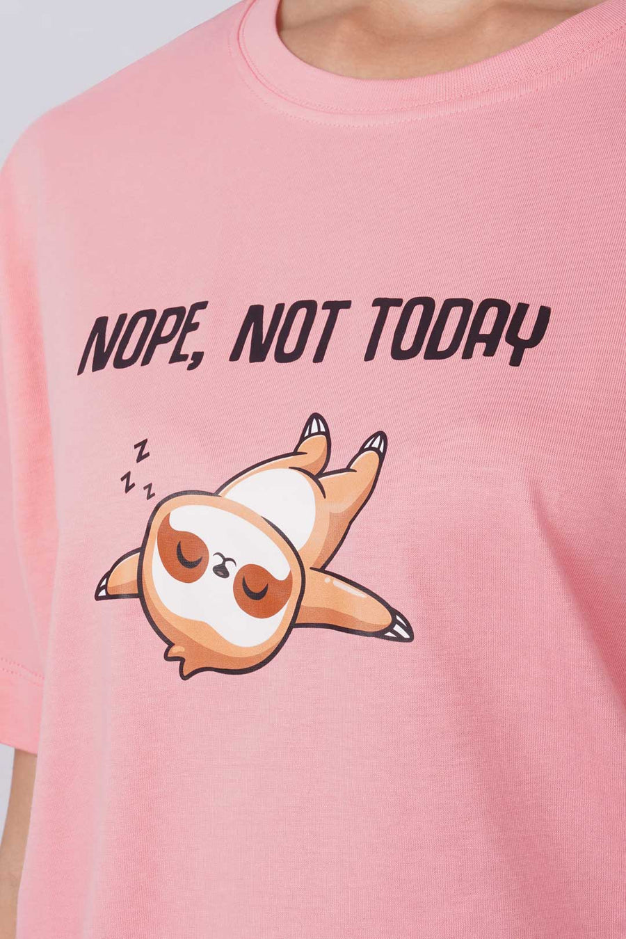 Cotton Relaxed fit Tshirt - Peach - Nope not today