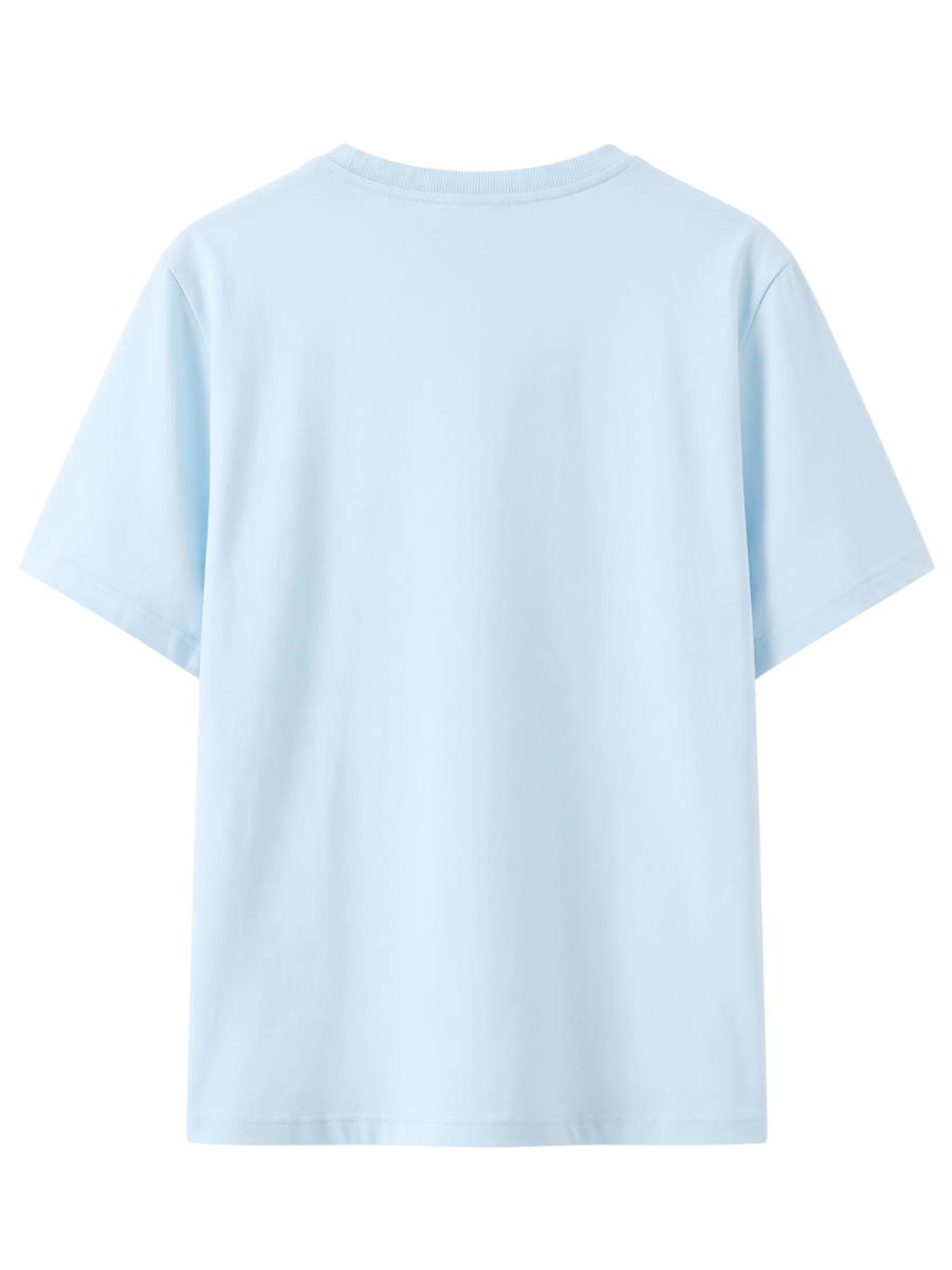 Cotton Relaxed fit Tshirt - Sky blue - Cat on pool, unbothered