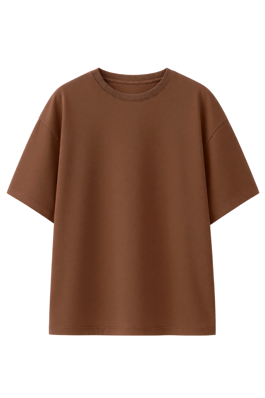 Cotton Oversized Solid Tshirt - Brown