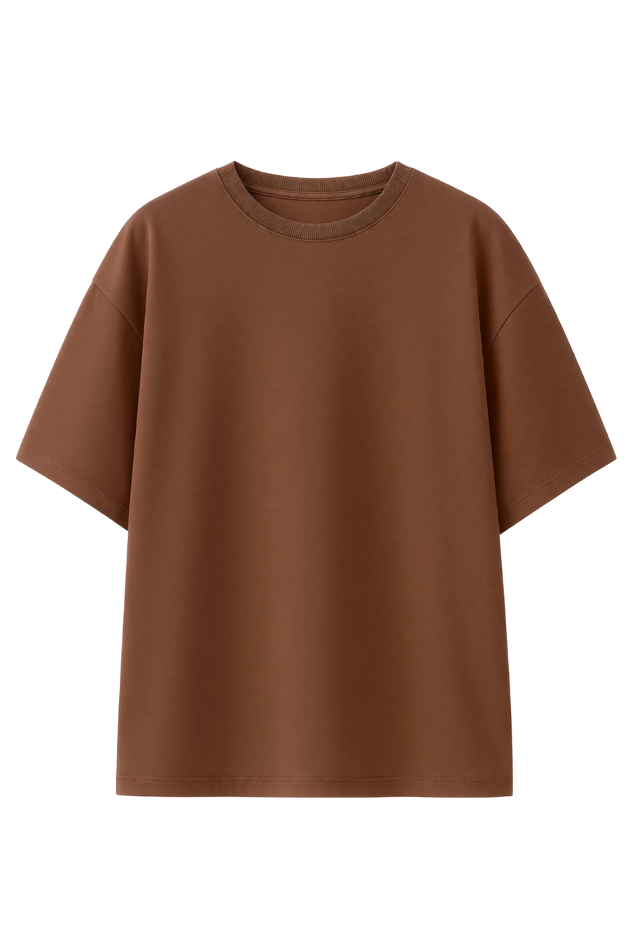 Cotton Oversized Solid Tshirt - Brown