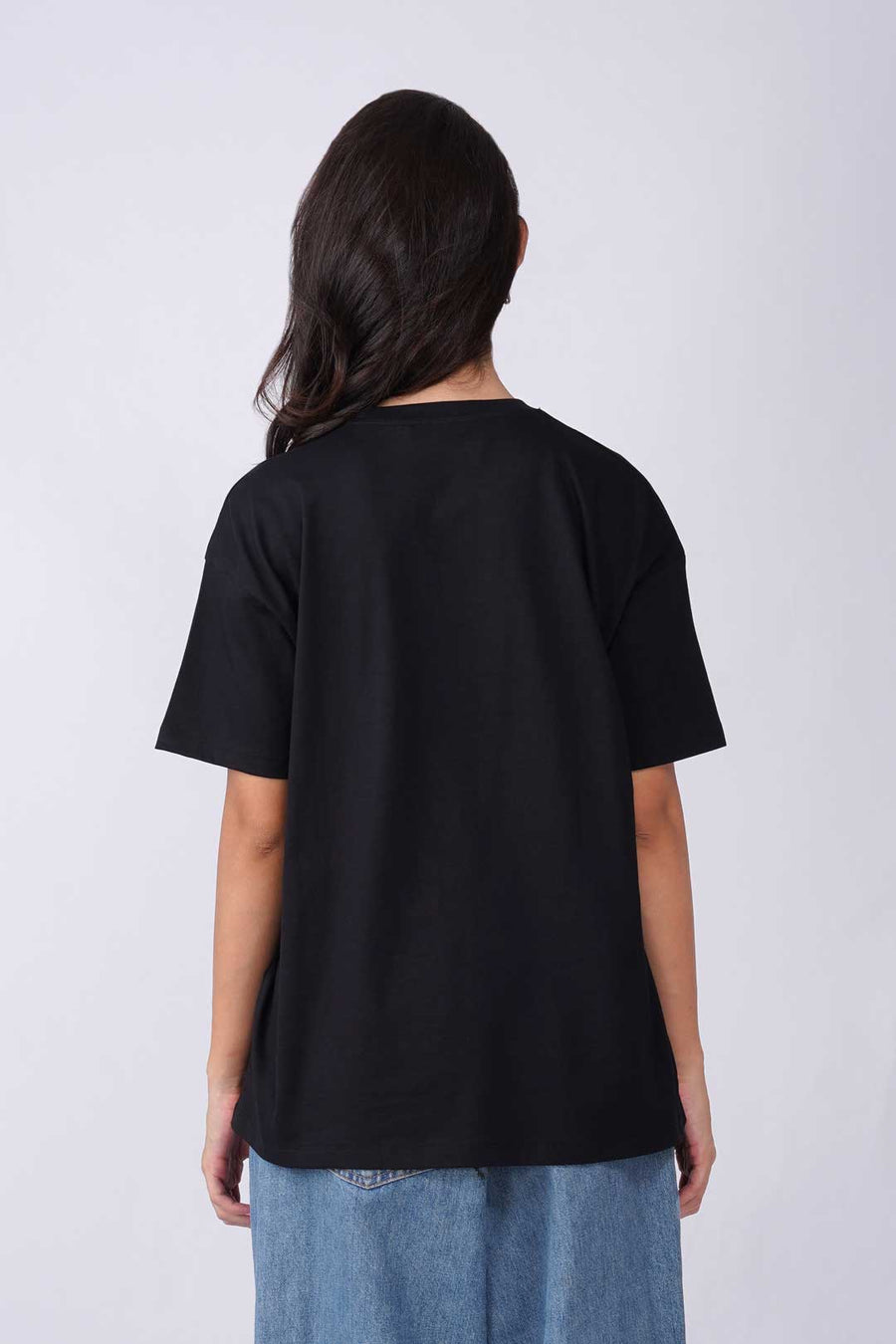 Cotton Oversized Tshirt - Black - VARSITY 99 CHAMP