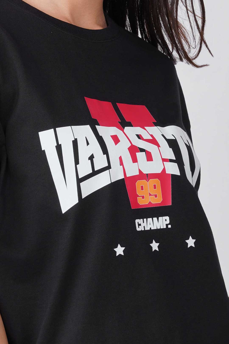 Cotton Oversized Tshirt - Black - VARSITY 99 CHAMP