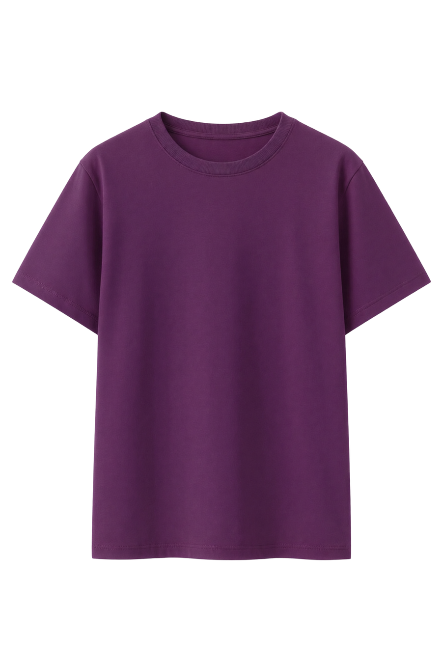 Cotton Relaxed fit Solid Tshirt - Purple