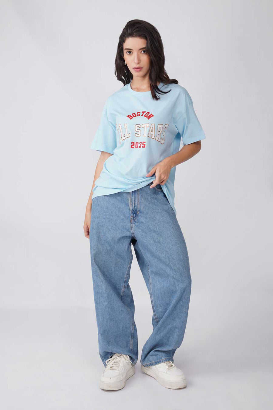Cotton Oversized Tshirt - Sky Blue - ALL STARS BOSTON
