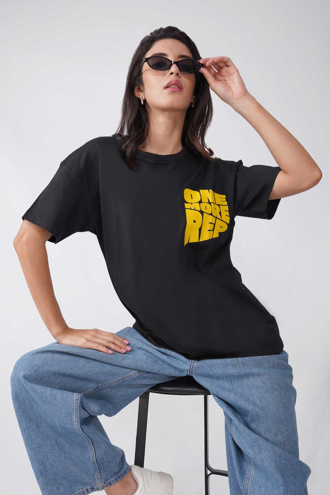 Cotton Oversized Tshirt - Black - ONE MORE REP