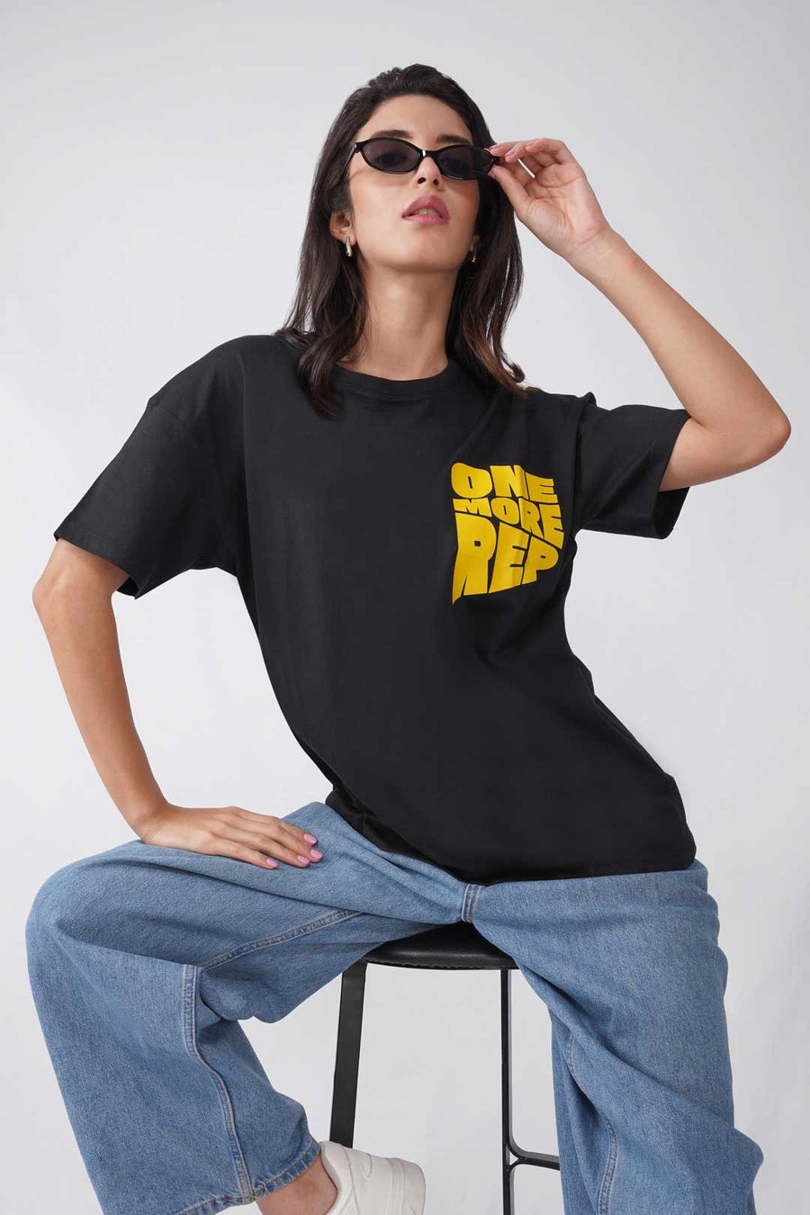 Cotton Oversized Tshirt - Black - ONE MORE REP