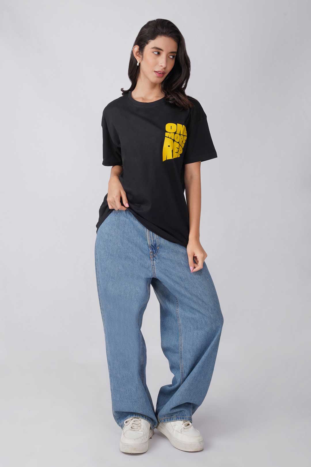 Cotton Oversized Tshirt - Black - ONE MORE REP