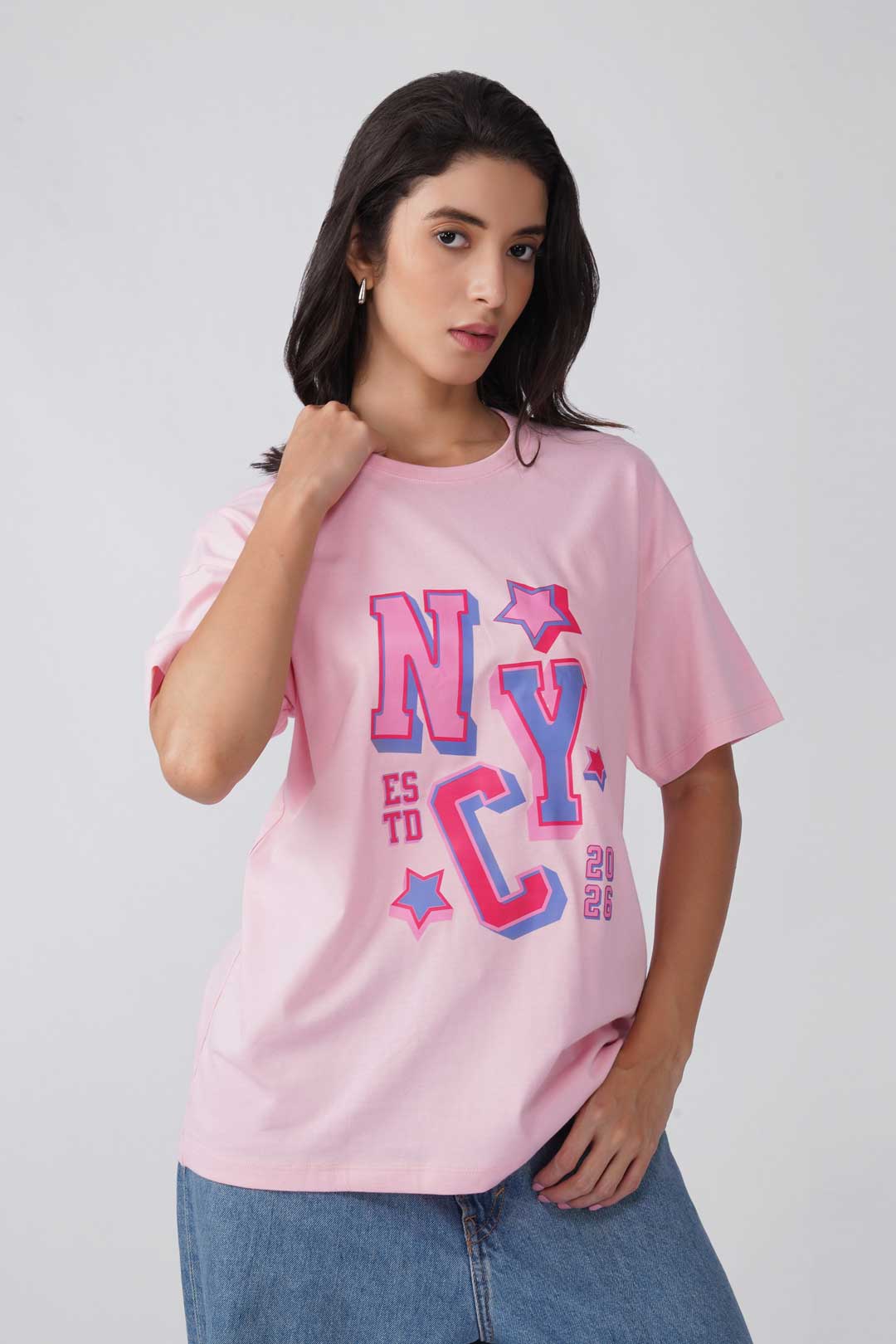 Cotton Oversized Tshirt - Baby Pink - NYC 2026
