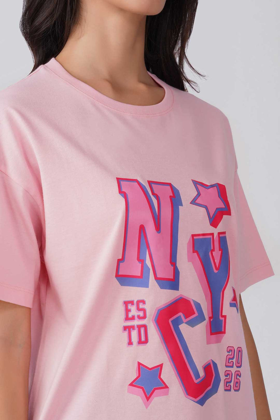 Cotton Oversized Tshirt - Baby Pink - NYC 2026