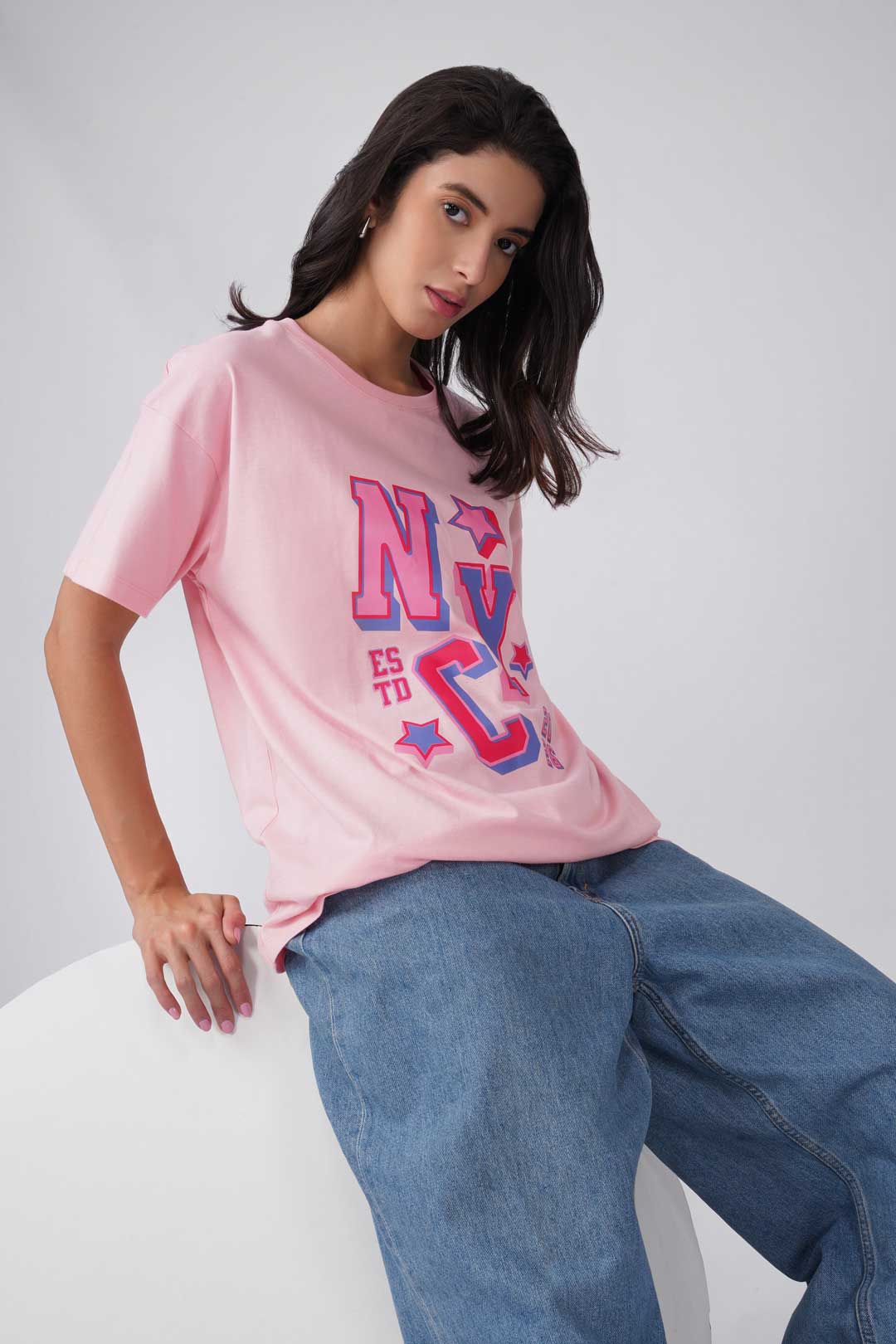 Cotton Oversized Tshirt - Baby Pink - NYC 2026