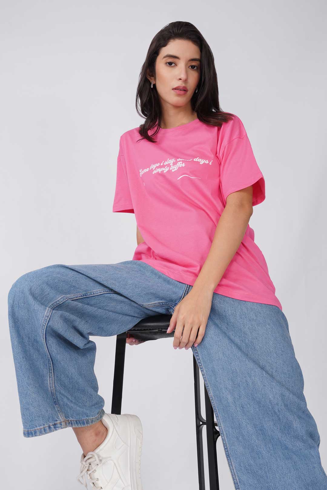 Cotton Oversized Tshirt - Pink - SOME DAYS I SLAY