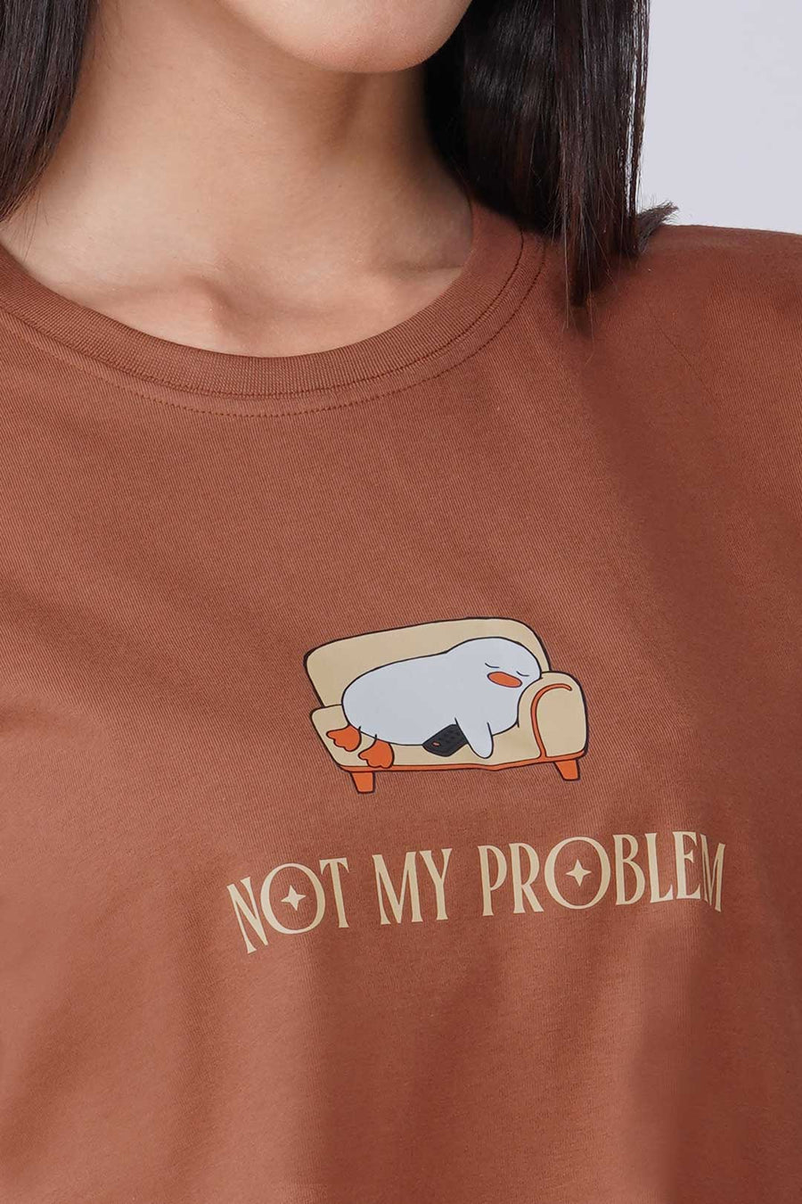 Cotton Relaxed fit Tshirt - Brown - Not my problem