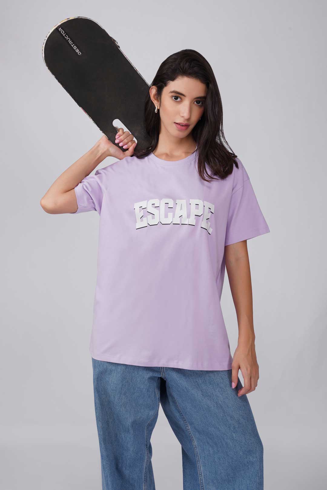 Cotton Oversized Tshirt - Lilac - ESCAPE
