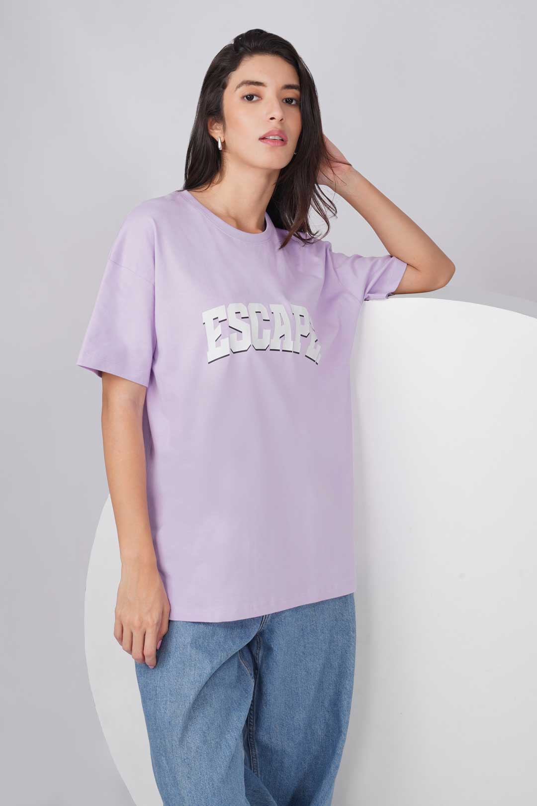 Cotton Oversized Tshirt - Lilac - ESCAPE