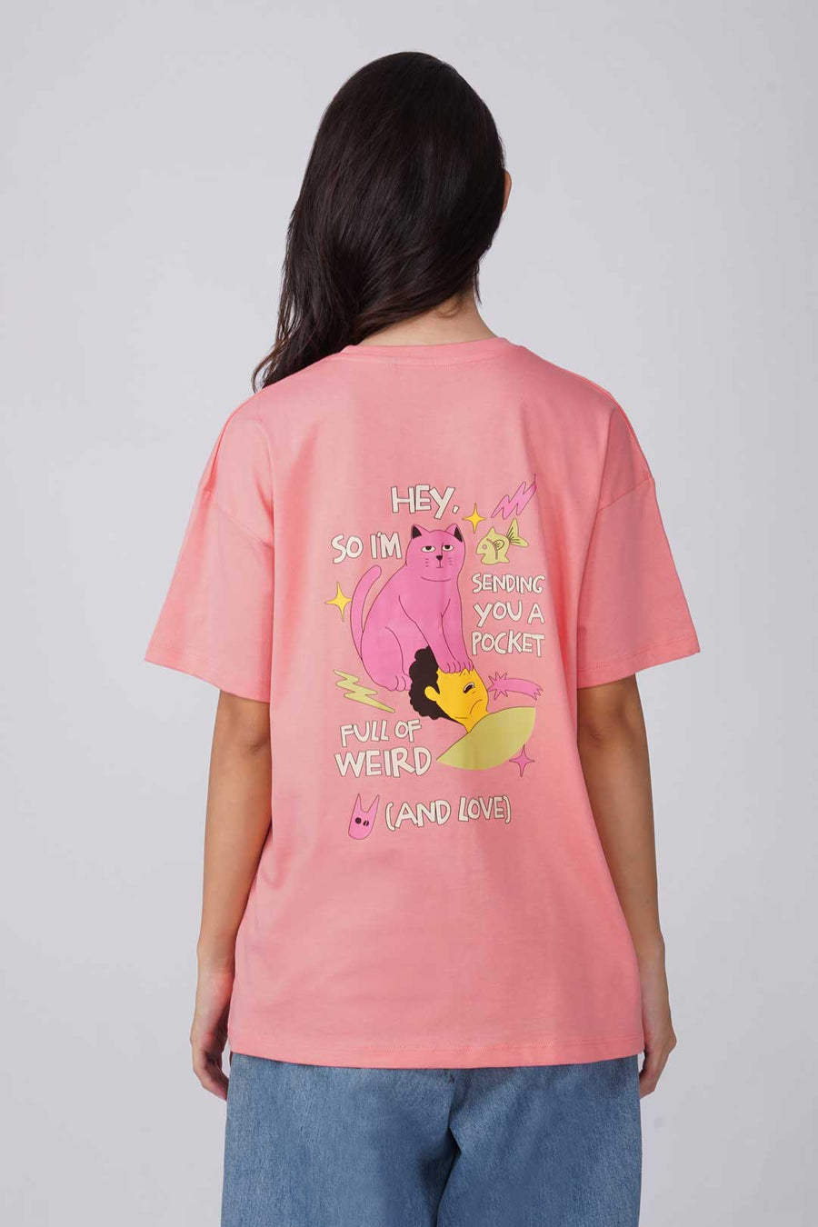 Cotton Oversized Tshirt - Peach - SENDING YOU POCKET FULL OF WEIRD