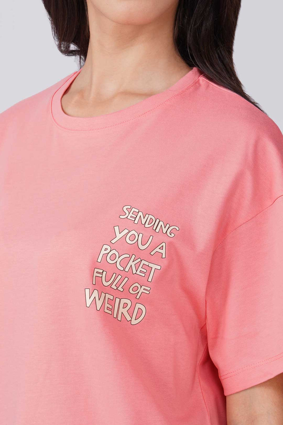 Cotton Oversized Tshirt - Peach - SENDING YOU POCKET FULL OF WEIRD