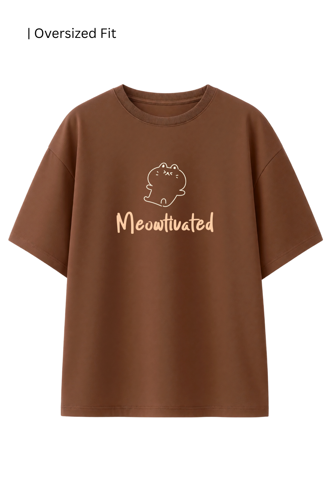 Cotton Oversized Tshirt - Brown - MEOWTIVATED