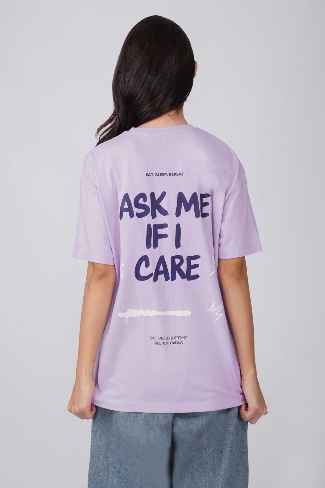 Cotton Oversized Tshirt - Lilac - ASK ME IF I CARE